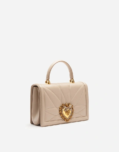 Shop Dolce & Gabbana Big Devotion Bag In Matelasse' Nappa In Beige