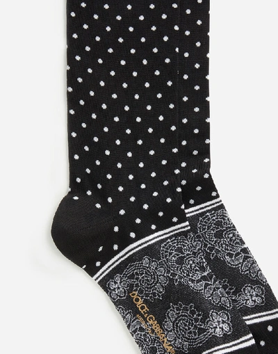Shop Dolce & Gabbana Macramé Jacquard Socks In Black/white