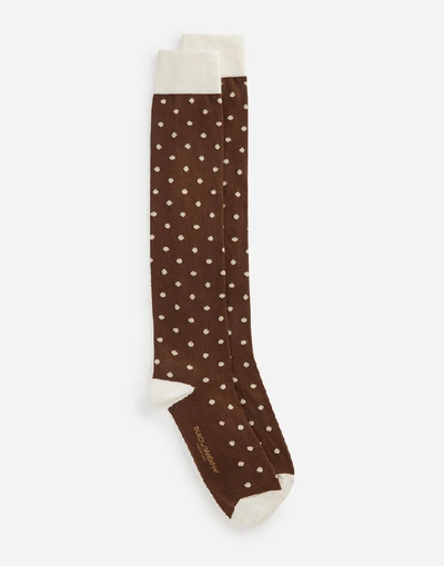 Shop Dolce & Gabbana Stretch Cotton Jacquard Socks With Small Polka-dots