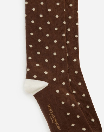 Shop Dolce & Gabbana Stretch Cotton Jacquard Socks With Small Polka-dots