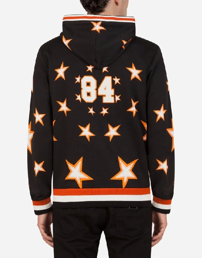 Shop Dolce & Gabbana Jersey Hoodie With Tiger Print And All Over Dg In Multicolor