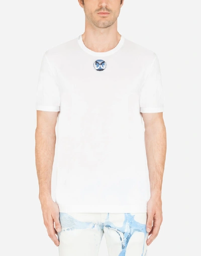 Shop Dolce & Gabbana Cotton T-shirt With Dg Patch In White