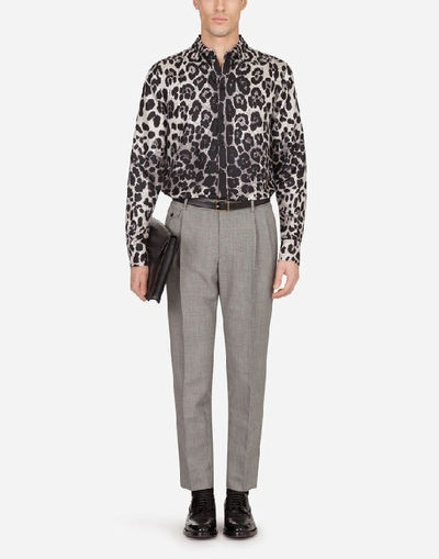 Shop Dolce & Gabbana Micro-patterned Mohair Wool Pants