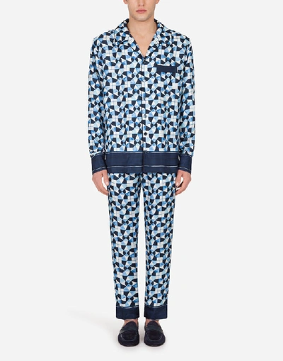 Shop Dolce & Gabbana Silk Majolica-print Pajama Shirt
