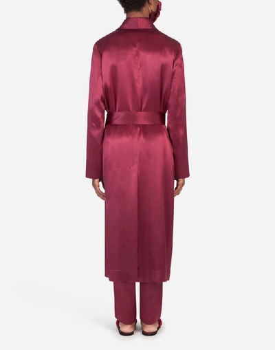 Shop Dolce & Gabbana Silk Robe With Matching Face Mask In Bordeaux