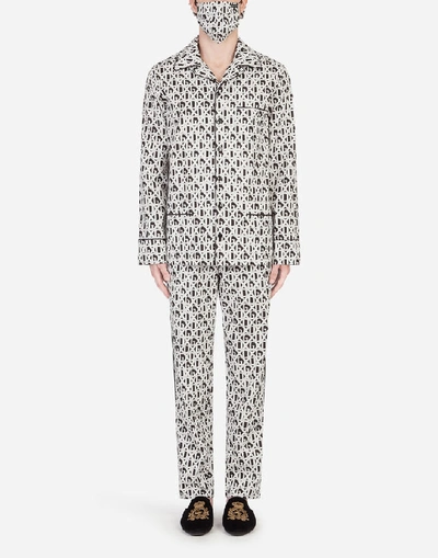 Shop Dolce & Gabbana Dg-print Pajama Set With Matching Face Mask In Multicolor