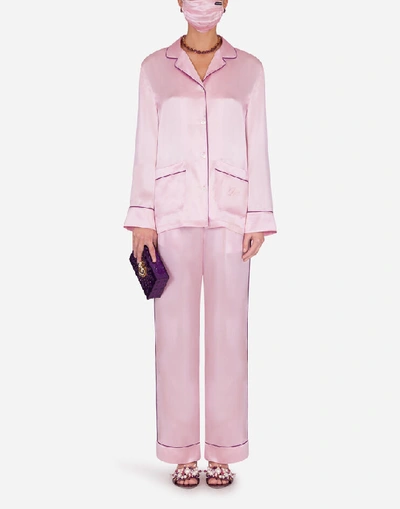 Shop Dolce & Gabbana Dg-embellished Pajama Set With Matching Face Mask
