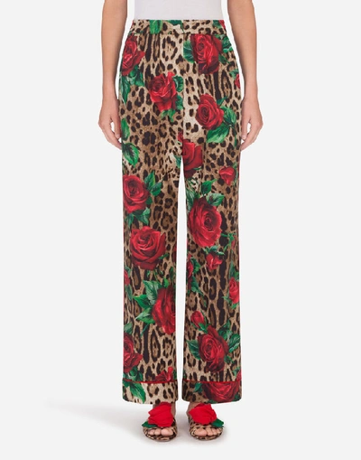 Shop Dolce & Gabbana Rose-print Pajama Set With Matching Face Mask In Leo Print