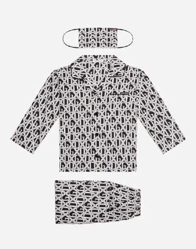 Shop Dolce & Gabbana Dg-print Pajama Set With Matching Face Mask