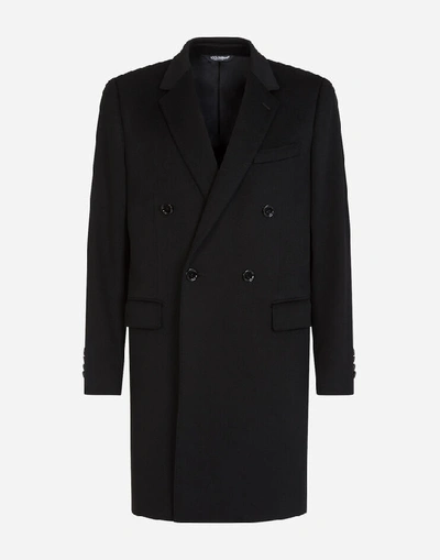 Shop Dolce & Gabbana Double-breasted Cashmere And Wool Coat In Black