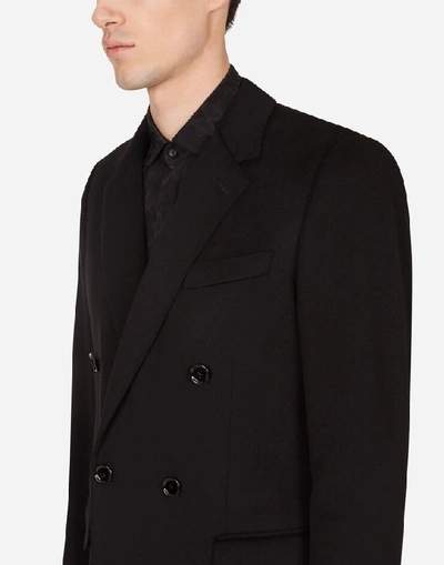 Shop Dolce & Gabbana Double-breasted Cashmere And Wool Coat In Black