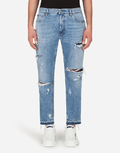 Shop Dolce & Gabbana Loose Jeans With Small Abrasions