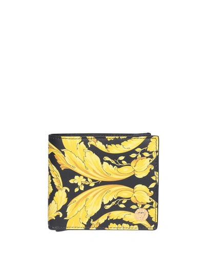 Shop Versace Baroque Patterned Wallet In Yellow