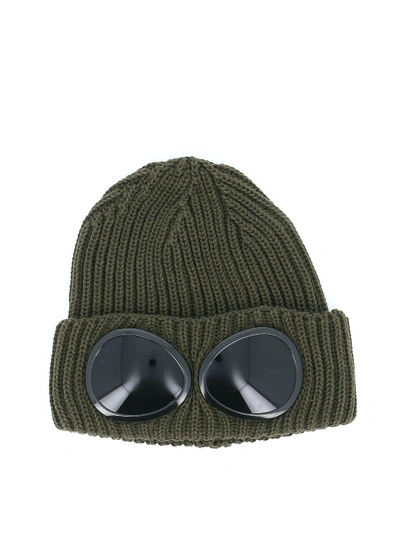 Shop C.p. Company Goggle Detail Beanie In Green