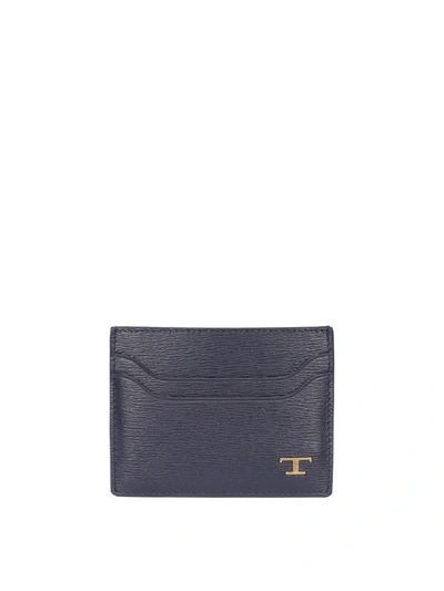 Shop Tod's Textured Leather Card Holder In Blue