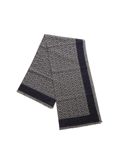 Shop Gucci Pashmina In Blue Featuring Gg Diamond Pattern