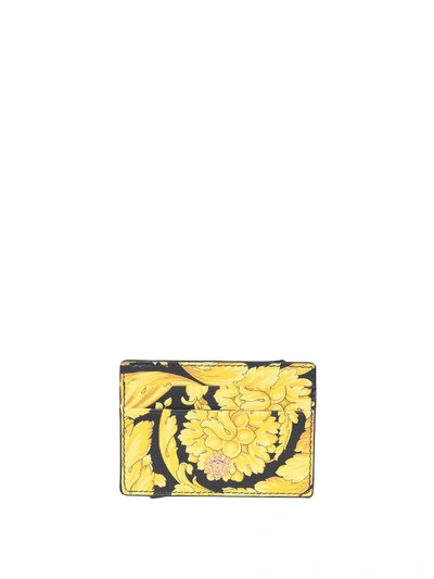 Shop Versace Baroque Patterned Card Holder In Yellow