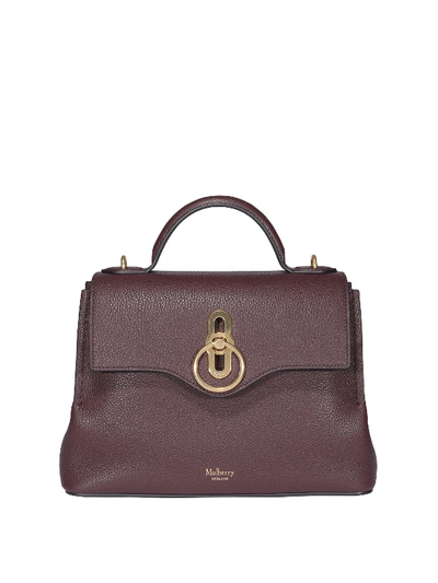 Shop Mulberry Seaton Mini Hammered Leather Bag In Burgundy