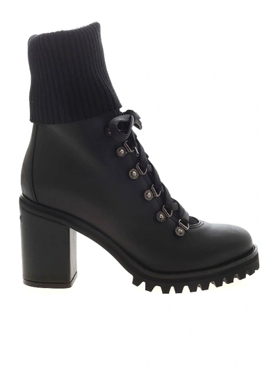 Shop Le Silla St Moritz Black Ankle Boots Featuring Heel