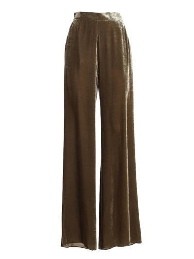Shop Etro Velvet Palazzo Trousers In Light Brown