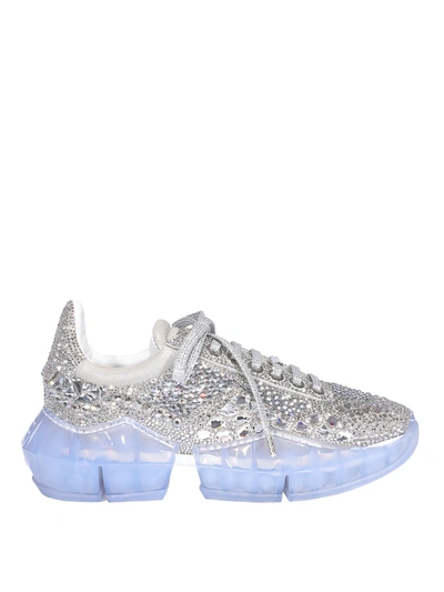 Shop Jimmy Choo Diamond Embellished Sneakers In Silver
