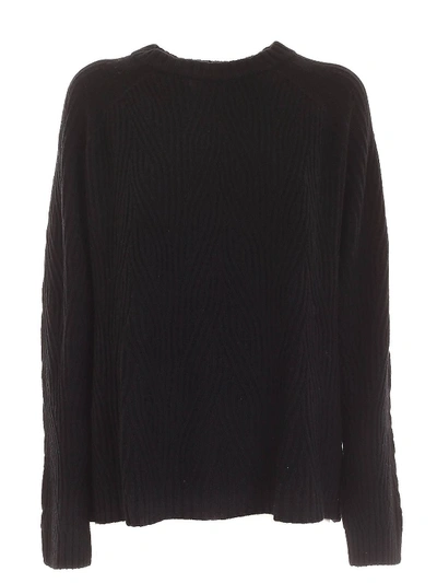 Shop Aspesi Woven Yarn Crewneck Sweater In Black