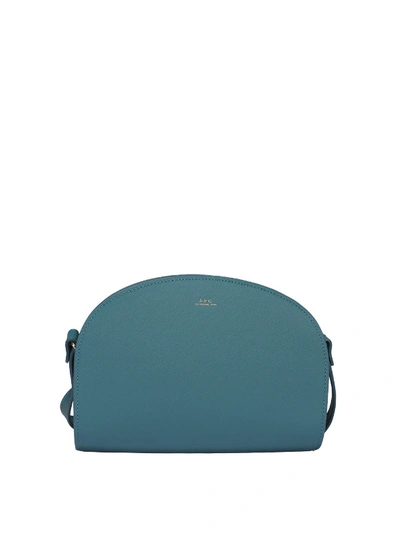 Shop Apc Demi-lune Leather Bag In Blue