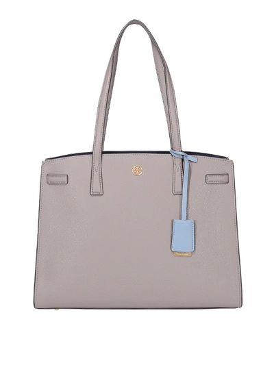 Shop Tory Burch Walker Hammered Leather Tote In Grey