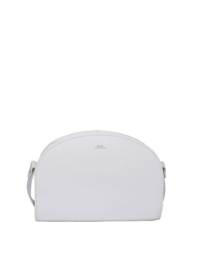 Shop Apc Demi-lune Leather Bag In White