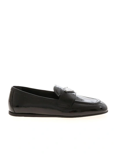 Shop Prada Loafers With  Logo In Black