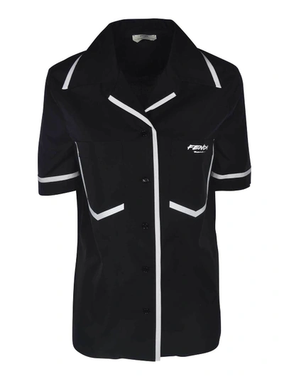 Shop Fendi Black Shirt With White Edges