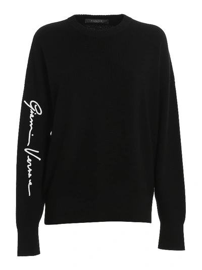 Shop Versace Wool Sweater In Black