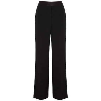 Shop Diane Von Furstenberg Beau Satin-trimmed Straight-leg Trousers In Black