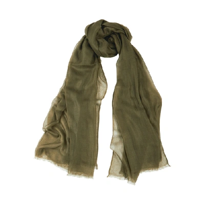 Shop Denis Colomb Feather Toosh Rust Fine-knit Cashmere Scarf In Dark Green
