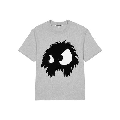 Shop Mcq By Alexander Mcqueen Grey Flocked Monster Cotton T-shirt