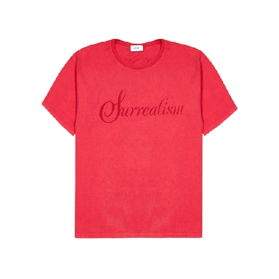 Shop Rhude Red Printed Cotton T-shirt