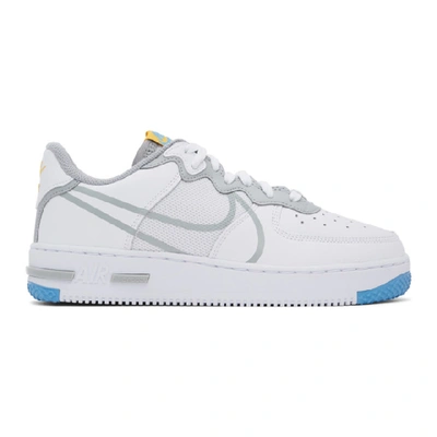 Shop Nike White And Grey Air Force 1 React Sneakers In 100 White