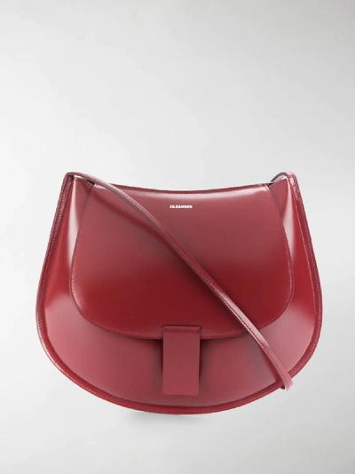 Shop Jil Sander Rounded Leather Shoulder Bag In Red