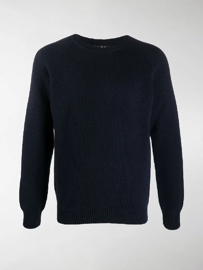 Shop Apc Fine-knit Fitted Jumper In Blue