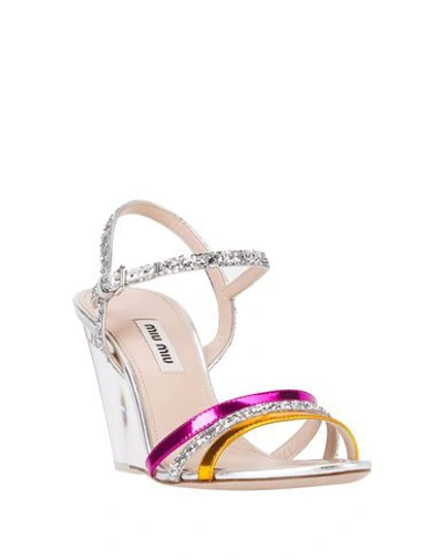 Shop Miu Miu Sandals In Silver