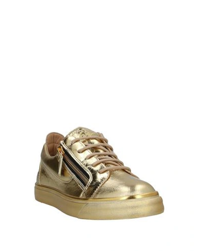 Shop Giuseppe Zanotti Woman Sneakers Gold Size 4 Soft Leather