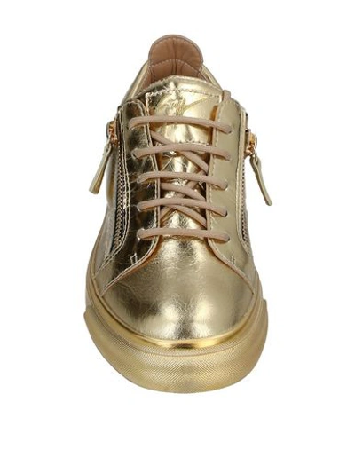 Shop Giuseppe Zanotti Woman Sneakers Gold Size 4 Soft Leather