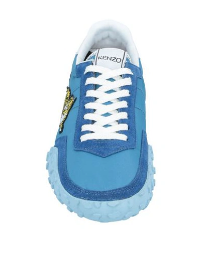 Shop Kenzo Woman Sneakers Azure Size 5 Textile Fibers, Soft Leather In Blue