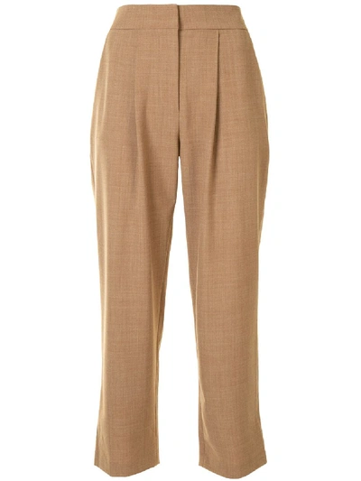Shop Anna Quan Pleat Detail Trousers In Brown