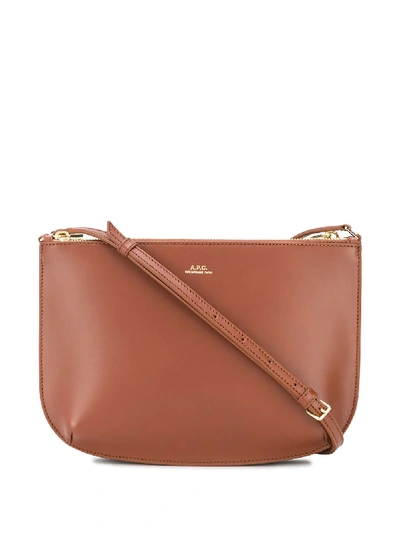 Shop Apc Adjustable Strap Cross Body Bag In Brown