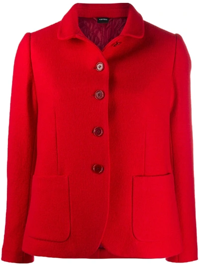 Shop Aspesi Fitted Buttoned Jacket In Red