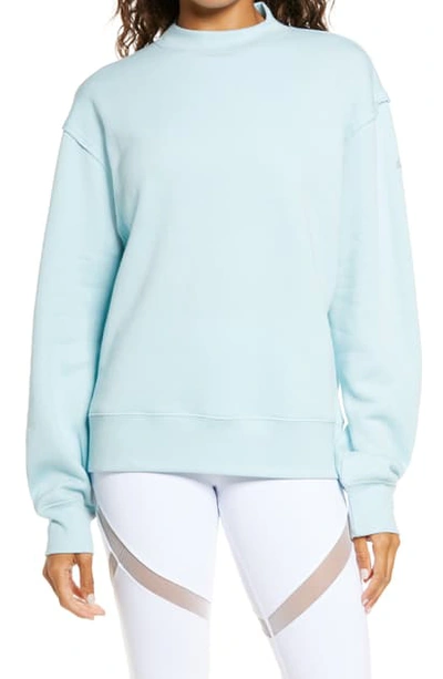 Shop Alo Yoga Freestyle Mock Neck Sweatshirt In Glass Blue Heather
