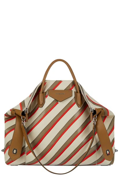 Shop Givenchy Large Antigona Soft Leather Satchel In Brown Multi