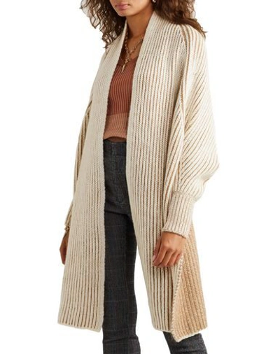 Shop Chloé Woman Cardigan Beige Size L Wool, Mohair Wool, Polyamide, Virgin Wool