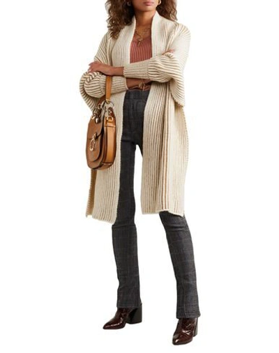 Shop Chloé Woman Cardigan Beige Size L Wool, Mohair Wool, Polyamide, Virgin Wool